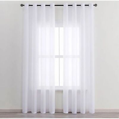 NOBRAND Rideau Voilage Blanc 150x250 cm – Oeillets Filtre Lumière – Salon/Chambre – Lot de 2 - Publicité NOBRAND Rideau Voilage Blanc 150x250 cm – Oeillets Filtre Lumière – Salon/Chambre – Lot de 2 - Publicité