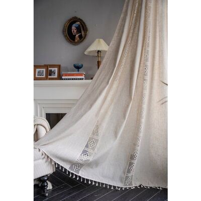 NOBRAND Rideau bohème crochets dentelle patchwork semi-occultant pour salon ou chambre à coucher 150 x 160 cm beige Beige - Publicité NOBRAND Rideau bohème crochets dentelle patchwork semi-occultant pour salon ou chambre à coucher 150 x 160 cm beige Beige - Publicité