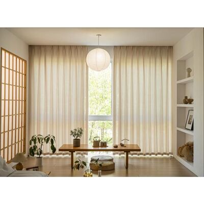 NOBRAND Floraweg Rideaux semi-transparents en poly-lin texturé beige avec anneaux à crochets 140 x 220 cm Beige - Publicité NOBRAND Floraweg Rideaux semi-transparents en poly-lin texturé beige avec anneaux à crochets 140 x 220 cm Beige - Publicité