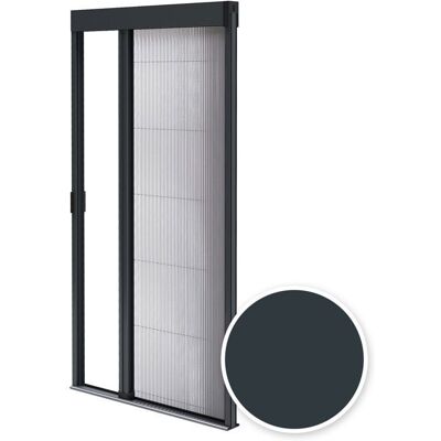 AVOSDIM Moustiquaire porte fenêtre plissée L1200 x H2400 mm Gris Anthracite - Store Moustiquaire Anti Insectes - Recoupable - Publicité AVOSDIM Moustiquaire porte fenêtre plissée L1200 x H2400 mm Gris Anthracite - Store Moustiquaire Anti Insectes - Recoupable - Publicité