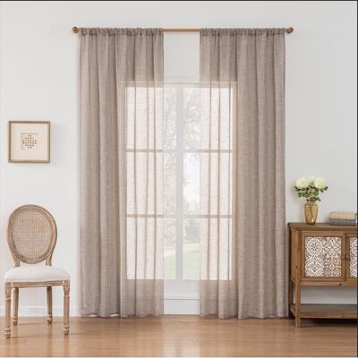 NOBRAND Rideaux en voile flammé aspect lin avec œillets rideaux modernes bohèmes naturels semi-transparentsMarron132x220cm Marron - Publicité NOBRAND Rideaux en voile flammé aspect lin avec œillets rideaux modernes bohèmes naturels semi-transparentsMarron132x220cm Marron - Publicité