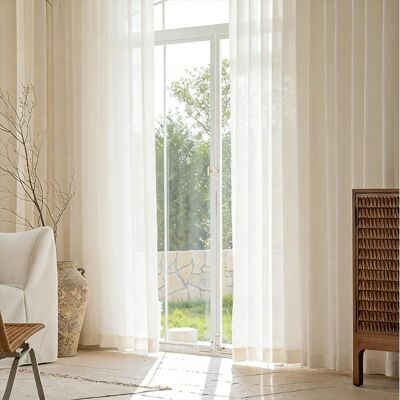 NOBRAND Rideaux voilés blancs jacquard modernes minimalistes et en relief voilages blancs vaporeux semi-occultants 132 x 220 cm Blanc - Publicité NOBRAND Rideaux voilés blancs jacquard modernes minimalistes et en relief voilages blancs vaporeux semi-occultants 132 x 220 cm Blanc - Publicité