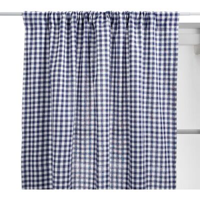 ATMOSPHERA Rideau à passe-tringle en coton vichy Bleu 140x260 cm Bleu - Publicité ATMOSPHERA Rideau à passe-tringle en coton vichy Bleu 140x260 cm Bleu - Publicité