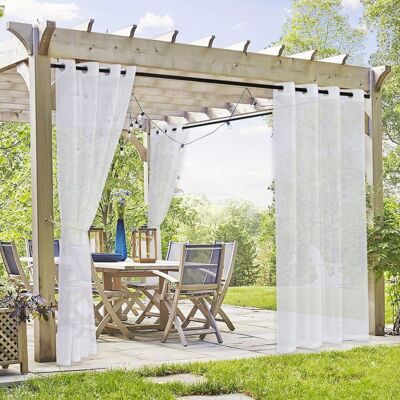NOBRAND Voilages imperméables en lin pour terrasse - 2 rideaux 137x243 cm demi-transparents finition oeillets style jardin - Publicité NOBRAND Voilages imperméables en lin pour terrasse - 2 rideaux 137x243 cm demi-transparents finition oeillets style jardin - Publicité