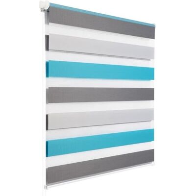 WOLTU - Tenda a Rullo Doppio Oscurante - Blanc-Gris-T turquoise - 85x150 cm - Roller blind - Publicité WOLTU - Tenda a Rullo Doppio Oscurante - Blanc-Gris-T turquoise - 85x150 cm - Roller blind - Publicité