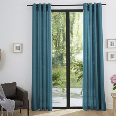 UNIVERS DECOR Paire de rideaux tamisant à œillets Effet Lin Moonlight Paon - 140x260 Bleu - Publicité UNIVERS DECOR Paire de rideaux tamisant à œillets Effet Lin Moonlight Paon - 140x260 Bleu - Publicité