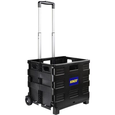 KINZO Chariot de course magasin transport pliable noir 38 x 33 x 85 cm 2 roues panier poignée télescopique chariot supermarché Noir - Publicité KINZO Chariot de course magasin transport pliable noir 38 x 33 x 85 cm 2 roues panier poignée télescopique chariot supermarché Noir - Publicité