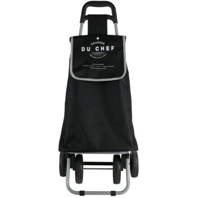 GENERIQUE Chariot de course motif courses du chef - 4 roues - L 41 cm x H 87 cm - Noir Noir - Publicité GENERIQUE Chariot de course motif courses du chef - 4 roues - L 41 cm x H 87 cm - Noir Noir - Publicité