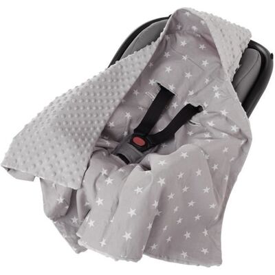 Medi Partners Couverture siège pour auto 100% Coton 85x85cm Couverture Douillette pour Poussette (Étoiles Blanches et Minky Gris Gris - Publicité Medi Partners Couverture siège pour auto 100% Coton 85x85cm Couverture Douillette pour Poussette (Étoiles Blanches et Minky Gris Gris - Publicité