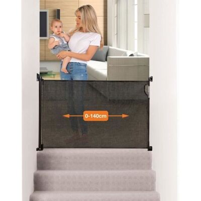 DREAMBABY® Barrière de sécurité rétractable - A visser - Ouverture à double sens - Cadre jusquà 140 cm -2 kits montage inclus- Noir - Publicité DREAMBABY® Barrière de sécurité rétractable - A visser - Ouverture à double sens - Cadre jusquà 140 cm -2 kits montage inclus- Noir - Publicité