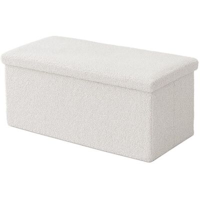 Banc coffre Relaxdays tissu teddy pliable rembourré couloir/chambre 38x76x38 cm blanc Blanc - Publicité Banc coffre Relaxdays tissu teddy pliable rembourré couloir/chambre 38x76x38 cm blanc Blanc - Publicité