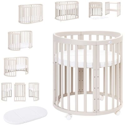 Lit Bébé Waldin OWAL 7en1 Évolutif avec Matelas – Cachemire Beige - Publicité Lit Bébé Waldin OWAL 7en1 Évolutif avec Matelas – Cachemire Beige - Publicité