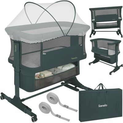 Lit bébé cododo 3en1 LIONELO Jodie - Berceau - Réglable en hauteur et inclinaison - Matelas haute densité - Vert Vert - Publicité Lit bébé cododo 3en1 LIONELO Jodie - Berceau - Réglable en hauteur et inclinaison - Matelas haute densité - Vert Vert - Publicité