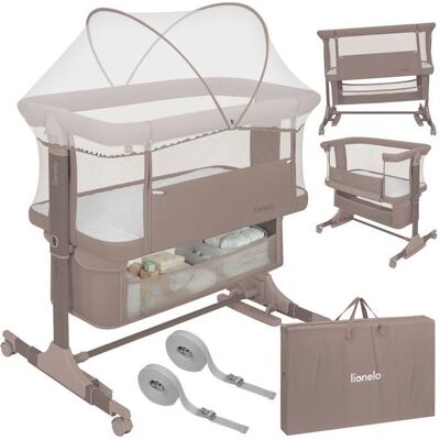 Lit bébé cododo 3en1 LIONELO Jodie - Berceau - Réglable en hauteur et inclinaison - Matelas haute densité - Taupe Beige - Publicité Lit bébé cododo 3en1 LIONELO Jodie - Berceau - Réglable en hauteur et inclinaison - Matelas haute densité - Taupe Beige - Publicité