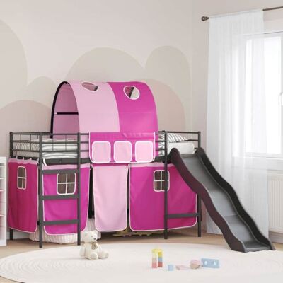 vidaXL Lit mezzanine enfants noir/rose 75x190 cm métal structure acier design coloré chambre enfant fonctionnel Rose - Publicité vidaXL Lit mezzanine enfants noir/rose 75x190 cm métal structure acier design coloré chambre enfant fonctionnel Rose - Publicité