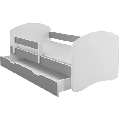 Lit Enfant Bébé 160x80 + TIROIR - ACMA - Gris - Bois laminé - Barrière de protection Gris - Publicité Lit Enfant Bébé 160x80 + TIROIR - ACMA - Gris - Bois laminé - Barrière de protection Gris - Publicité