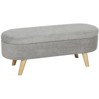 Banc banquette bout de lit - HOMCOM - coffre de rangement 2 en 1 en tissu avec pieds en bois 110l x 40P x 43H cm gris clair Beige - Publicité Banc banquette bout de lit - HOMCOM - coffre de rangement 2 en 1 en tissu avec pieds en bois 110l x 40P x 43H cm gris clair Beige - Publicité