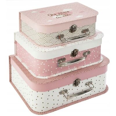 Valisettes - Boîtes - 3 tailles - Enfant - Chambre - Rose/Blanc - Atmosphera Rose - Publicité Valisettes - Boîtes - 3 tailles - Enfant - Chambre - Rose/Blanc - Atmosphera Rose - Publicité
