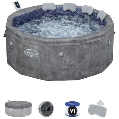 Spa semi rigide BESTWAY - Lay-Z-Spa Carrara - 140 airjets - 170 x 65 cm - 4 à 6 places - Rond (couverture cartouche 4 appuie-tête) Gris - Publicité Spa semi rigide BESTWAY - Lay-Z-Spa Carrara - 140 airjets - 170 x 65 cm - 4 à 6 places - Rond (couverture cartouche 4 appuie-tête) Gris - Publicité