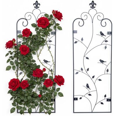 Relaxdays lot de 2 treillis muraux pour plantes grimpantes H x L 110 x 38 cm fixation murale acier noir Noir - Publicité Relaxdays lot de 2 treillis muraux pour plantes grimpantes H x L 110 x 38 cm fixation murale acier noir Noir - Publicité