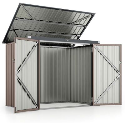 Abri de Jardin Extérieur en Métal COSTWAY-152 m² 159x955cm-Couvercle Ouvert 40゚avec Barres dAir-2 Portes avec Loquet-Gris Chaud Gris - Publicité Abri de Jardin Extérieur en Métal COSTWAY-152 m² 159x955cm-Couvercle Ouvert 40゚avec Barres dAir-2 Portes avec Loquet-Gris Chaud Gris - Publicité