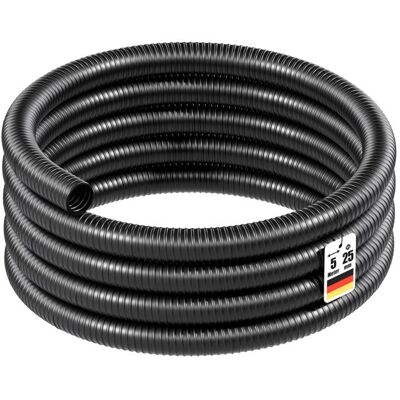 Wiltec Tuyau daspiration noir – 5 m / Ø 25 mm (1) / 180 g/m – avec Spirale de renforcement – Tube souple sans pression en PVC – po Noir - Publicité Wiltec Tuyau daspiration noir – 5 m / Ø 25 mm (1) / 180 g/m – avec Spirale de renforcement – Tube souple sans pression en PVC – po Noir - Publicité