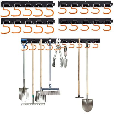 Relaxdays Support mural pour outils de jardin 20 crochets 4 barres H x L x P : 5x43x2 cm noir/orange - Publicité Relaxdays Support mural pour outils de jardin 20 crochets 4 barres H x L x P : 5x43x2 cm noir/orange - Publicité