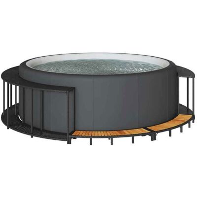 vidaXL Cadre de bain à remous rangement et marche noir résine tressée encadrement de spa enceinte de spa extérieur 365610 Noir - Publicité vidaXL Cadre de bain à remous rangement et marche noir résine tressée encadrement de spa enceinte de spa extérieur 365610 Noir - Publicité
