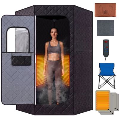 COSTWAY Sauna Infrarouge Portable avec Chaise Chauffage Carbone et Tapis Télécommande 6 Niveaux Température 123 x 123 x 180 cm Noir - Publicité COSTWAY Sauna Infrarouge Portable avec Chaise Chauffage Carbone et Tapis Télécommande 6 Niveaux Température 123 x 123 x 180 cm Noir - Publicité