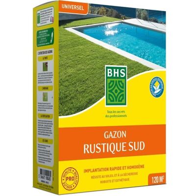 Semence de gazon - BHS - Gazon Rustique Sud - 1kg 40 m². Résistant aux conditions sèches grâce à la fétuque élevée. Publicité Semence de gazon - BHS - Gazon Rustique Sud - 1kg 40 m². Résistant aux conditions sèches grâce à la fétuque élevée. Publicité