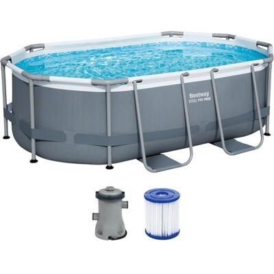 NOBRAND Bestway Steel Pro Max Above Ground Pool Kit - 305cm x 200cm x 84cm - Grey - Publicité NOBRAND Bestway Steel Pro Max Above Ground Pool Kit - 305cm x 200cm x 84cm - Grey - Publicité