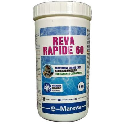 Traitement chlore choc Mareva CHLORE RAPIDE 60 Granulés 1kg Blanc - Publicité Traitement chlore choc Mareva CHLORE RAPIDE 60 Granulés 1kg Blanc - Publicité