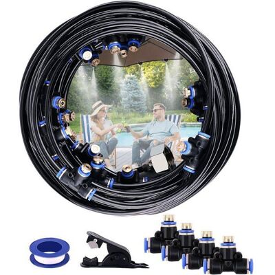 JEIIBRZUI Kit d’Irrigation système de brumisateur extérieur 20m avec 23 Buses de Brume avec Joint en T système de Refroidissement. Label - Publicité JEIIBRZUI Kit d’Irrigation système de brumisateur extérieur 20m avec 23 Buses de Brume avec Joint en T système de Refroidissement. Label - Publicité