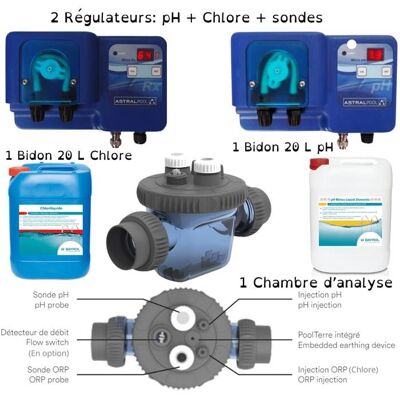 FLUIDRA Pack Régulateur pH + Chlore ASTRALPOOL + chambre analyse + 1 Bidon 20 L Chlore + 1 Bidon pH- 20 L BAYROL - Publicité FLUIDRA Pack Régulateur pH + Chlore ASTRALPOOL + chambre analyse + 1 Bidon 20 L Chlore + 1 Bidon pH- 20 L BAYROL - Publicité