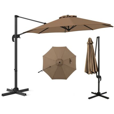 COSTWAY Parasol Déporté 294x247cm - Rotation à 360°- 5 Angles dInclinaison Réglables - Base de Croix - Anti UV pour Jardin- Marron Marron - Publicité COSTWAY Parasol Déporté 294x247cm - Rotation à 360°- 5 Angles dInclinaison Réglables - Base de Croix - Anti UV pour Jardin- Marron Marron - Publicité