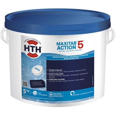 hth - MAXITAB 200g ACTION 5 - 200g - 5-in-1 - Tablettes de piscine - Publicité hth - MAXITAB 200g ACTION 5 - 200g - 5-in-1 - Tablettes de piscine - Publicité