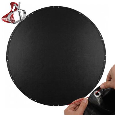 Relaxdays Bâche pour piscine ronde Ø 720 cm été & hiver œillets câble acier & tendeur anti-UV PE noire Noir - Publicité Relaxdays Bâche pour piscine ronde Ø 720 cm été & hiver œillets câble acier & tendeur anti-UV PE noire Noir - Publicité