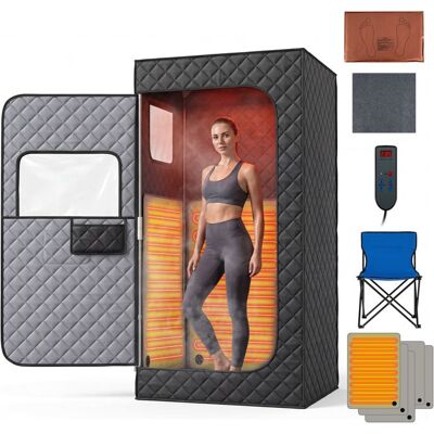 COSTWAY Sauna Infrarouge Portable avec Chaise 6 Niveaux Température Minuterie 5-45 Min 90 x 90 x 180 cm Noir - Publicité COSTWAY Sauna Infrarouge Portable avec Chaise 6 Niveaux Température Minuterie 5-45 Min 90 x 90 x 180 cm Noir - Publicité
