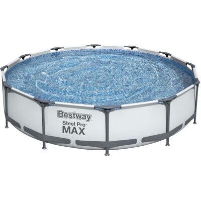 Piscine - BESTWAY - Steel Pro Max - Diamètre 366 cm - Hauteur 76 cm - Pompe incluse Bleu - Publicité Piscine - BESTWAY - Steel Pro Max - Diamètre 366 cm - Hauteur 76 cm - Pompe incluse Bleu - Publicité