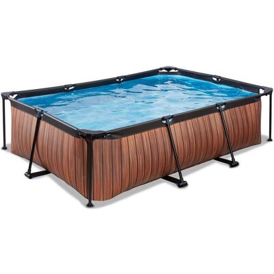 NOBRAND Piscine hors sol rectangulaire 220x150x65 cm avec filtre acier tubulaire bois brun TÜV/CE EN 16582 pour enfants et famille Marron - Publicité NOBRAND Piscine hors sol rectangulaire 220x150x65 cm avec filtre acier tubulaire bois brun TÜV/CE EN 16582 pour enfants et famille Marron - Publicité