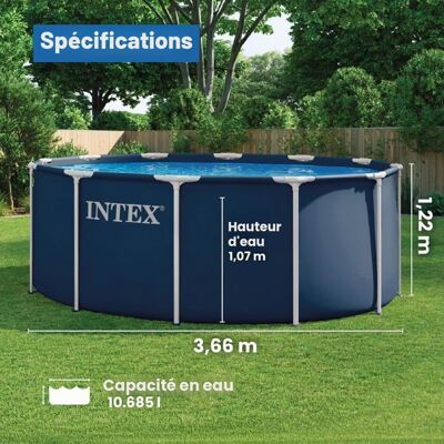 NOBRAND Intex 28930GH Swimming Pool Set with Metal Frame Navy Blue 12ft x 4ft (Includes: Pool Cover Metal Frames and Ladder) - Publicité NOBRAND Intex 28930GH Swimming Pool Set with Metal Frame Navy Blue 12ft x 4ft (Includes: Pool Cover Metal Frames and Ladder) - Publicité