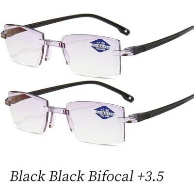 U7 Noir noir-BIO3.5 - Lunettes de lecture progressives bifocales sans monture pour hommes et femmes Lunettes re - Publicité U7 Noir noir-BIO3.5 - Lunettes de lecture progressives bifocales sans monture pour hommes et femmes Lunettes re - Publicité