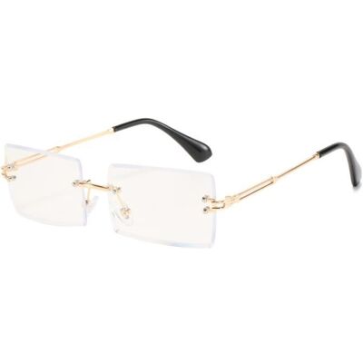 WASDK couleur Or lunettes Anti-lumière bleue pour hommes et femmes monture sans monture mode de carré lentille c - Publicité WASDK couleur Or lunettes Anti-lumière bleue pour hommes et femmes monture sans monture mode de carré lentille c - Publicité