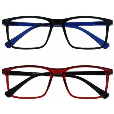 Opulize RR4-1Z-200 — Pack 2 lunettes de lecture grand format +200 noir et rouge (mixte) - Publicité Opulize RR4-1Z-200 — Pack 2 lunettes de lecture grand format +200 noir et rouge (mixte) - Publicité