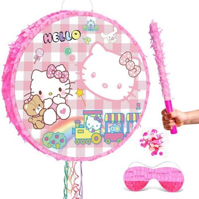 Kit piñata - INBOXXARTY - Hello Kitty Charmante - piñata ronde - accessoires festifs inclus - pour anniversaire enfant - Publicité Kit piñata - INBOXXARTY - Hello Kitty Charmante - piñata ronde - accessoires festifs inclus - pour anniversaire enfant - Publicité