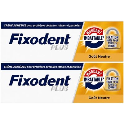 Fixodent Plus Mordant Imbattable Crème Adhésive Longue Durée lot de 2x35ml - Publicité Fixodent Plus Mordant Imbattable Crème Adhésive Longue Durée lot de 2x35ml - Publicité