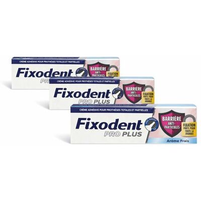 Fixodent Pro Plus crème adhésive fixation Forte (fraise) lot de 3x40ml - Publicité Fixodent Pro Plus crème adhésive fixation Forte (fraise) lot de 3x40ml - Publicité