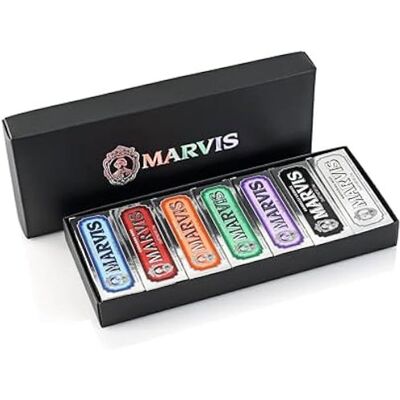 Coffret de dentifrices - MARVIS - 7 saveurs - 25 ml - Voyage - Haleine fraîche - Publicité Coffret de dentifrices - MARVIS - 7 saveurs - 25 ml - Voyage - Haleine fraîche - Publicité