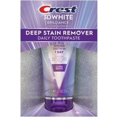 CREST 3D White Dentifrice quotidien 59g - Élimine les taches profondes - Formule avec fluor - Goût menthe intense Blanc - Publicité CREST 3D White Dentifrice quotidien 59g - Élimine les taches profondes - Formule avec fluor - Goût menthe intense Blanc - Publicité