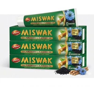 DABUR Lot de 3 Dentifrices Miswak & Nigelle - Format Économique 75g (50g + 25g Offerts) - Soin Naturel Gencives & Blancheur - Publicité DABUR Lot de 3 Dentifrices Miswak & Nigelle - Format Économique 75g (50g + 25g Offerts) - Soin Naturel Gencives & Blancheur - Publicité